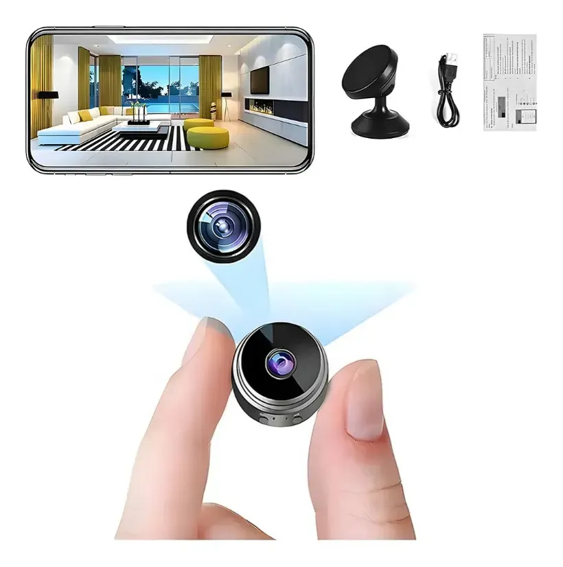 Mini Cámara Espía WiFi Oculta HD 1080p con Visión Nocturna y Detección de Movimiento