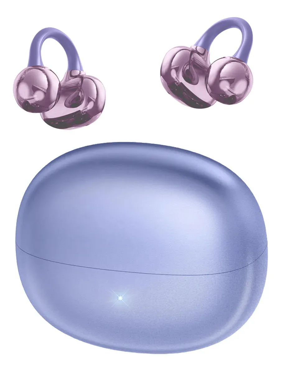 Audifonos Clip Ear Auriculares Bluetooth Wireless Tws Inalambricos Deportivos Fitness Con Micrófono Ipx6 Cancelación De Ruido Gamers Headset Manos Libres Zvowo Luz Blanco Color Violeta