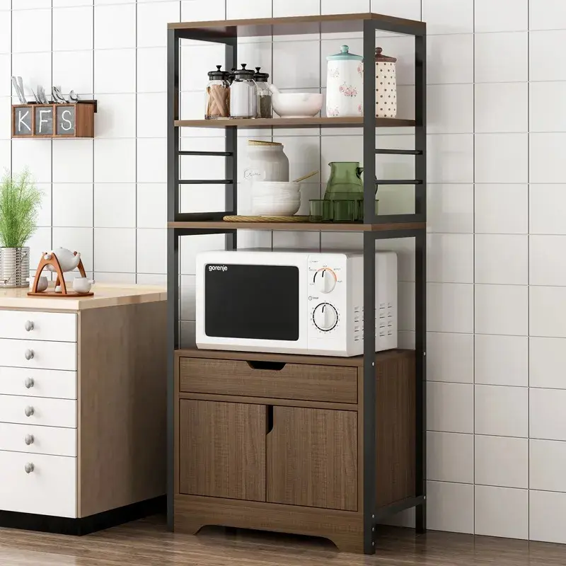Mueble Organizador de Cocina para Microondas con Estantes y Cajones