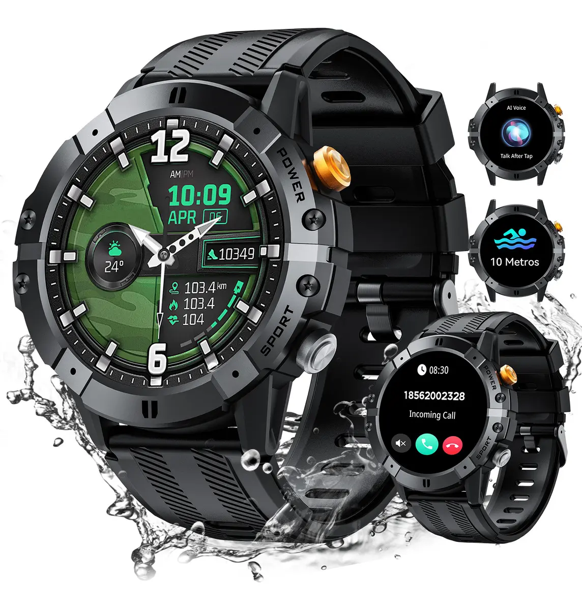 Smartwatch Reloj Inteligente Cubot C29 Resistente Al Agua 10m Llamadas Bluetooth Reloj Militar Negro Mesh