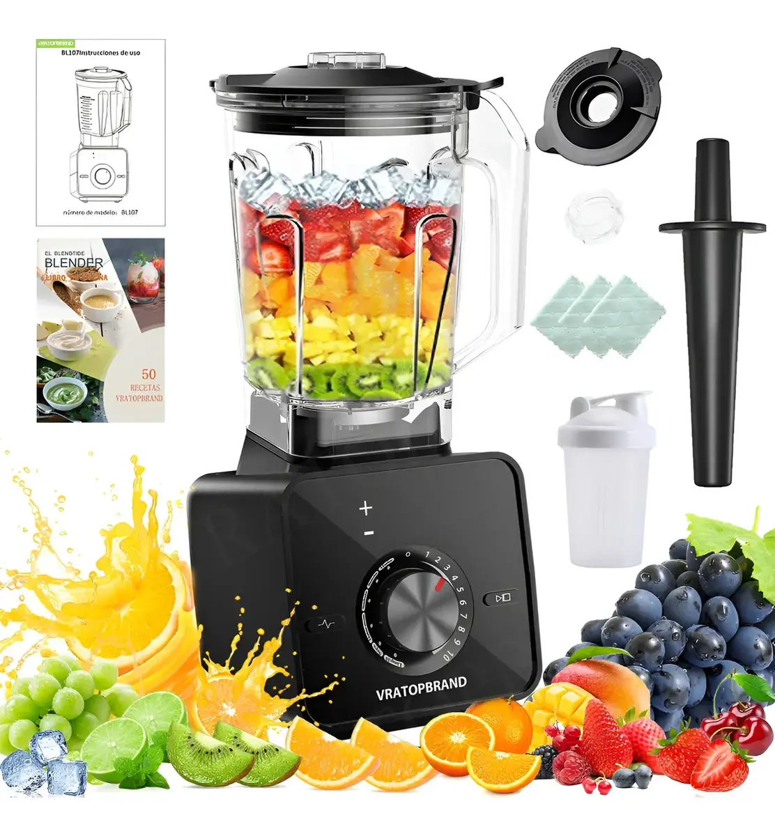 Licuadora Profesional VRATOPBRAND 1400W Jarra Tritan 2L 10 Velocidades