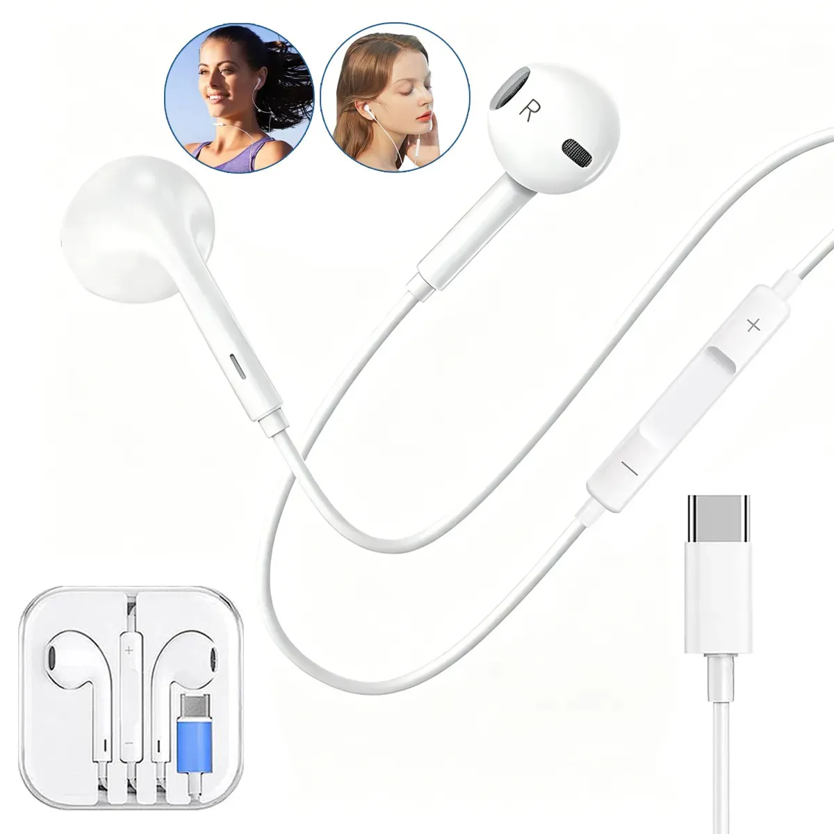 Audífonos Con Cable Tipo C Para iPhone/Samsung/Xiaomi Auriculares con Micrófono y Control de Volumen Para iPhone 17/16/15 Pro Max/ S26 Ultra/S25 Ultra/A56 Auriculares Alámbricos Estéreo Allaceryvva