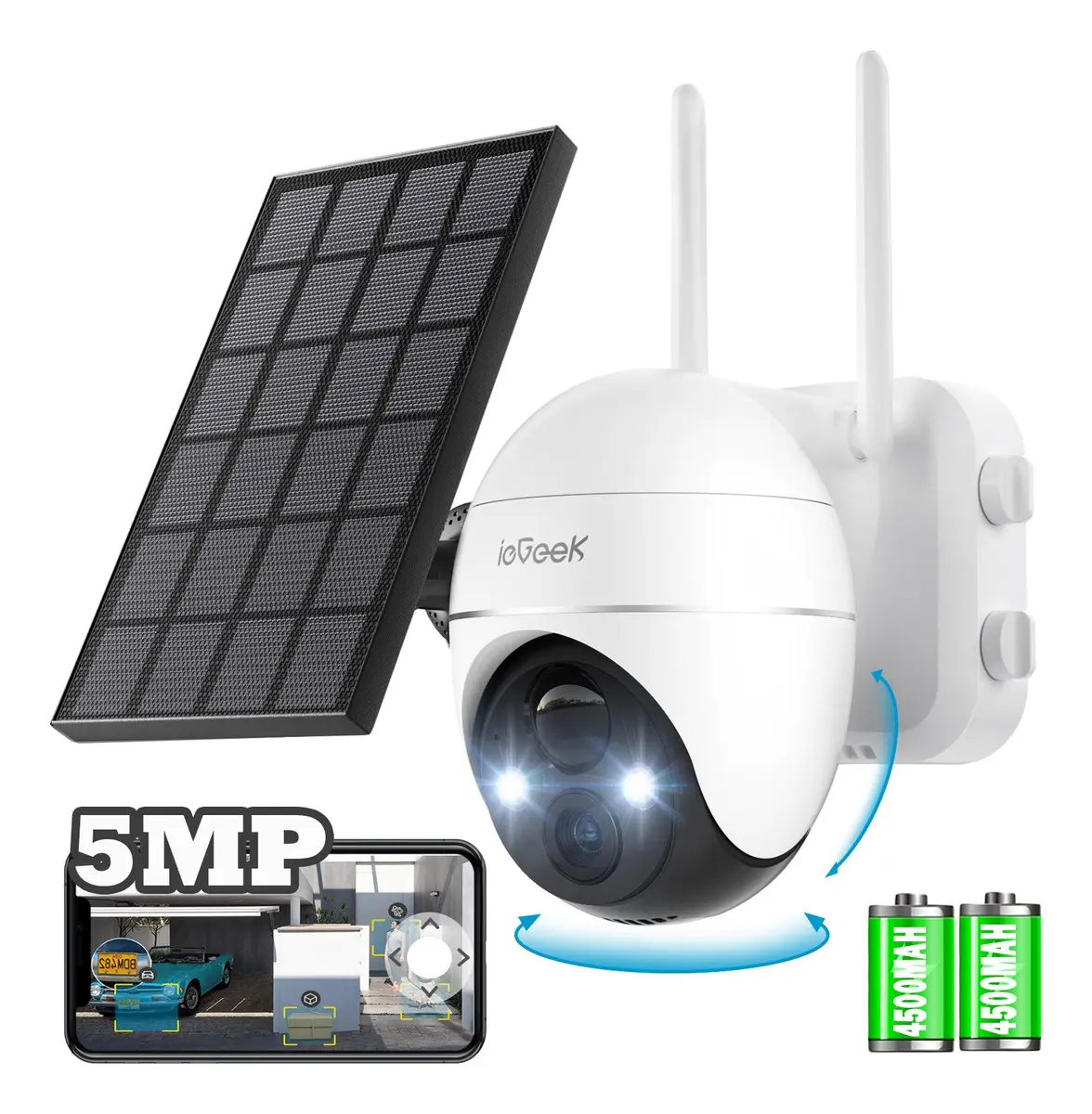 Cámara De Seguridad Solar 5mp Inalámbrica 360° Blanco ieGeek ZS-GX3S