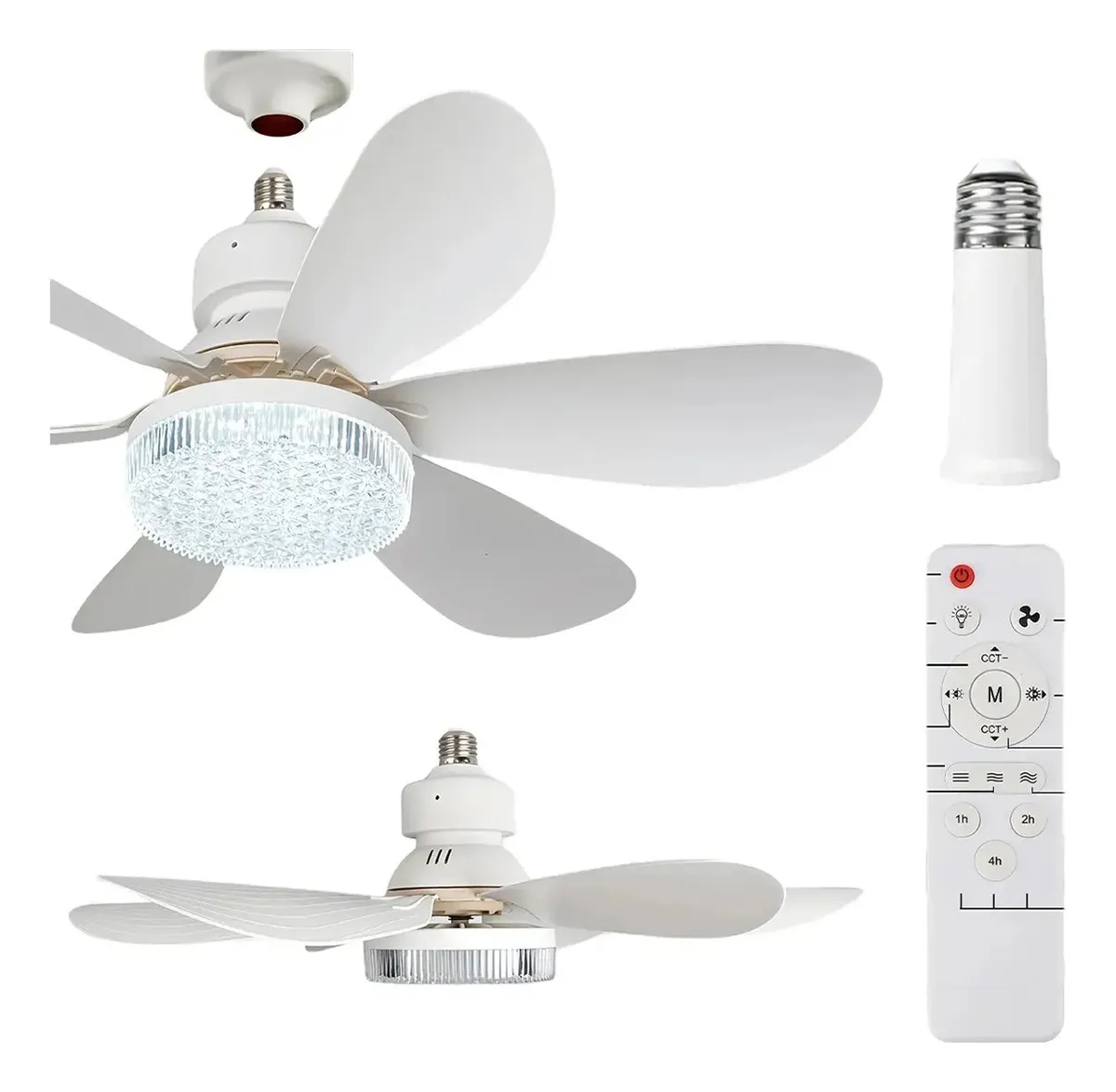 Ventilador de Techo AIYINSMART con Luz LED y Control Remoto, Ventilador 52 Cm Con Aspas Techo Control Remoto 6 Aspas 52 Cm Blanco Plástico 6