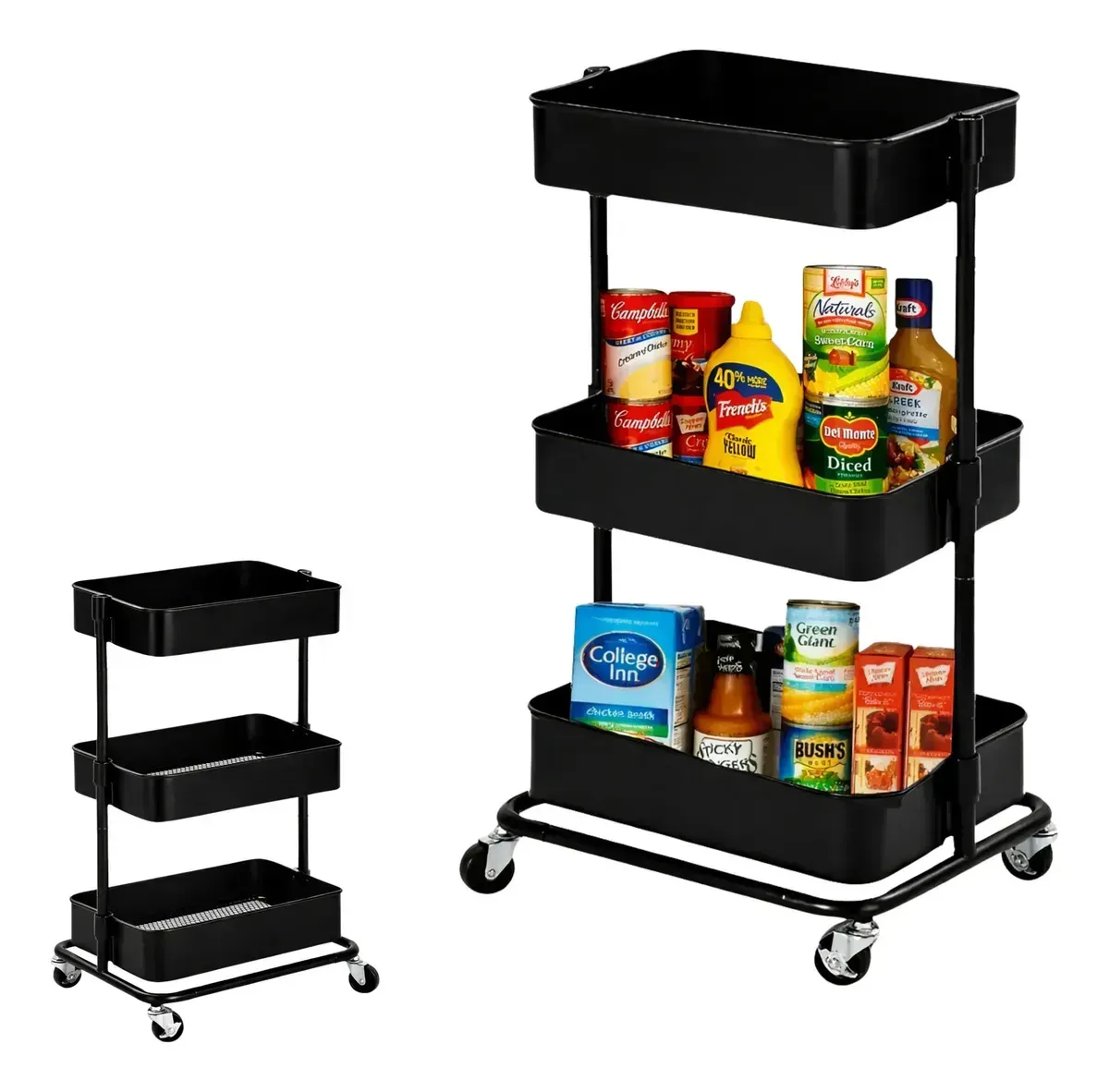 Carrito Organizador Multiusos De 3 Niveles Acero Con Ruedas