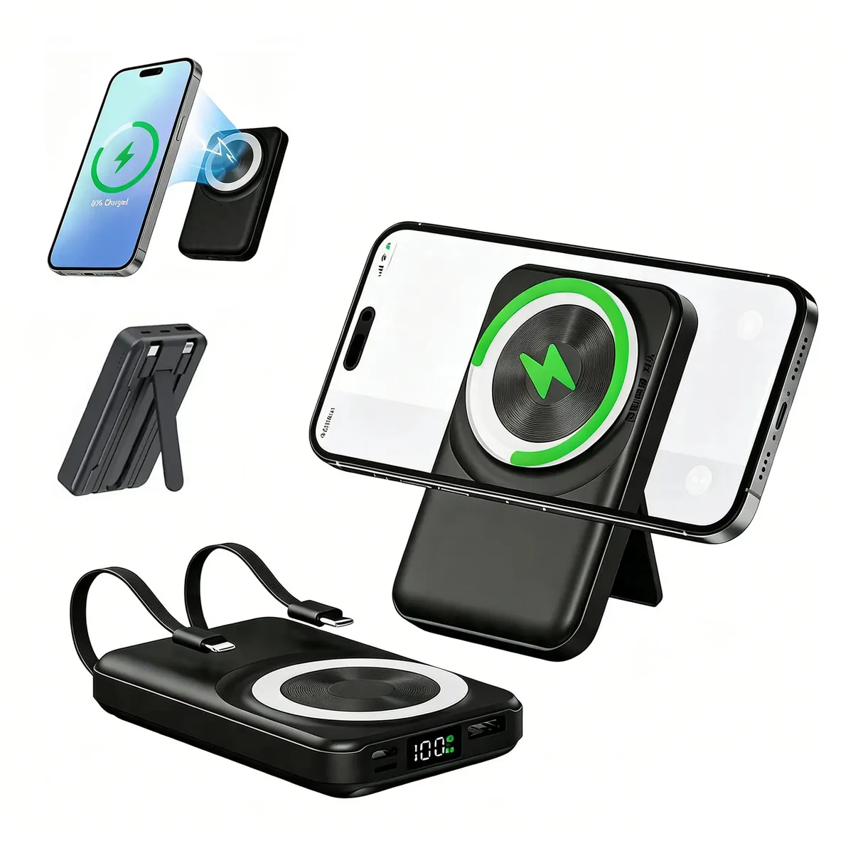 Batería Portátil Magnética RunHigh de 10000 mAh con Carga Rápida para iPhone y Android