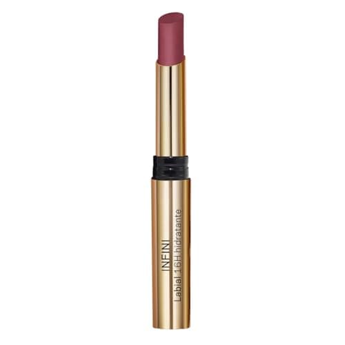 L'BEL - Infini Labial Color Pink Champagne 2 g, De Larga Duración, con Ácido Hialurónico, Labial de Color Intenso con Acabado Mate, Aporta Hidratación, Sensación Ultra Confortable, Look Moderno