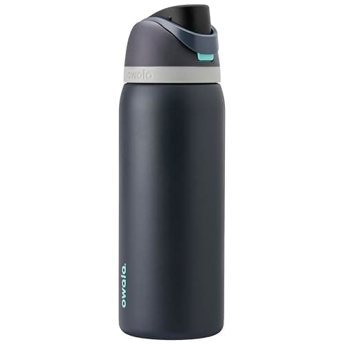 Owala FreeSip - Botella de agua aislada de acero inoxidable con pajita para deportes, viajes y escuela, botella de agua deportiva sin BPA, 32 onzas, marea brumosa