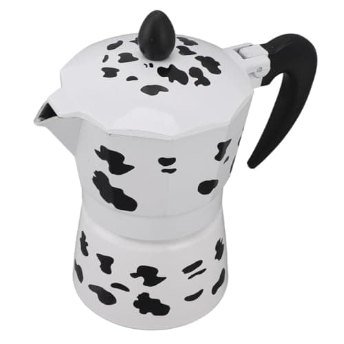 y Espresso para Estufa, Moka con Patrón de Vaca Lechera, Moka Pot de Estilo Italiano Clásico, Moka Pot, para el Hogar, café, Uso en Tiendas (3 Tazas 150ML)