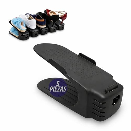 Bluelander 5 Zapateras Organizador Doble de Plástico, Zapatera Organizador de Ranura para Zapatos, Apiladores de Zapatos, Ahorrador de Espacio 4 Niveles de Inclinación, Tenis y Sandalias