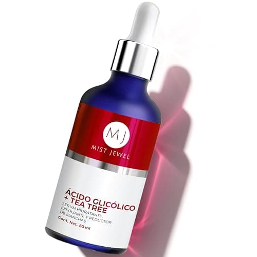 MIST JEWEL - CLEAR - Serum Ácido Glicólico + Acido hialurónico + Colágneo + Tea tree exfoliante efecto peeling facial | Suero facial aclarante y renovación del cutis, anti manchas y arrugas hidratante rejuvenecedor 50 ml