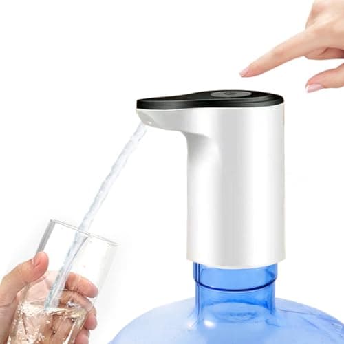 ZAKASEA Dispensador de Agua Garrafon, Dispensador de Agua Eléctrico, Sistema de Bombeo Rápido y Fácil de Usar, Portátil USB Recargable Bomba (G-Blanco)