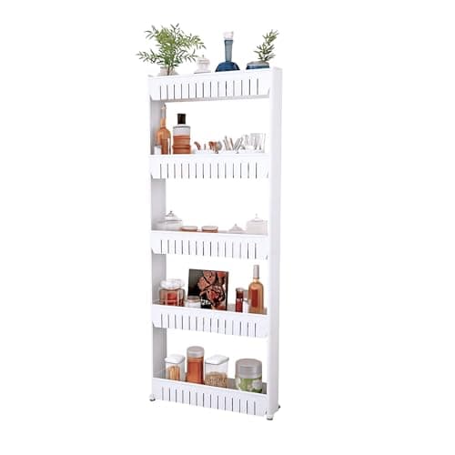 Lavish Home 82-5LSS Mobile Shelving Unit Organizer with 5 Large Storage Baskets