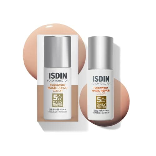 ISDIN - FotoUltra Age Repair Fusion Color Water SPF 50 - Protector solar facial de fase acuosa, triple acción anti-fotoenvejecimiento, con color, 50 ml
