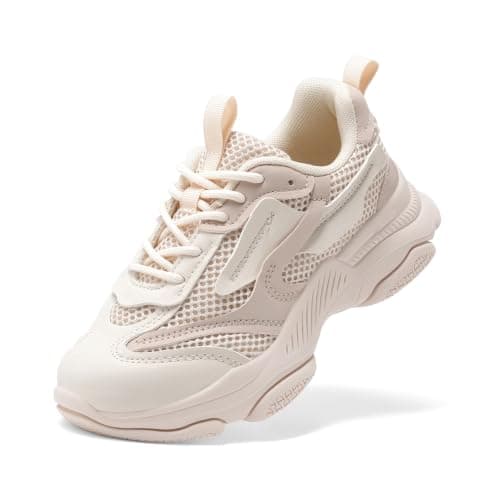 Dream Pairs Zapatillas Deportivas para Niñas,Beige,16.5 cm