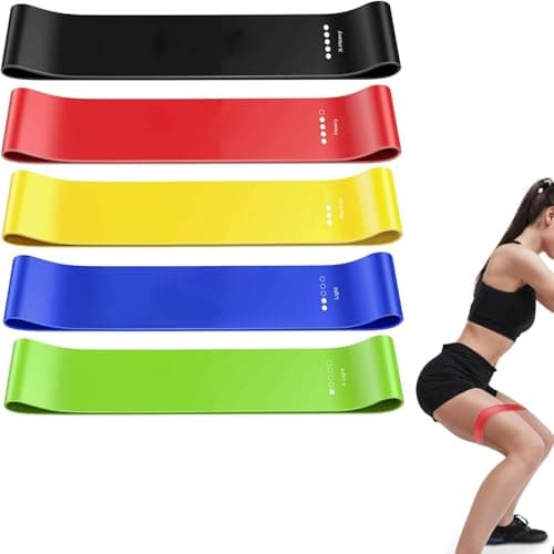 SPOSYN Bandas Elasticas Musculación, 5 Niveles de Bandas de Resistencia para Gluteos Cadera Piernas Brazos Set de 5 Cintas Elásticas Fitness Musculación para Entrenamiento Deporte Yoga Pilates