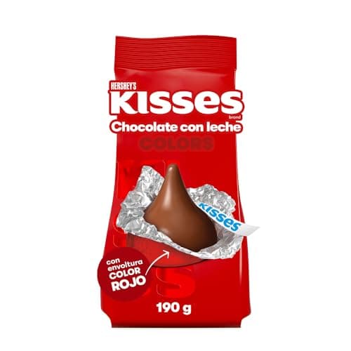 HERSHEY'S - Kisses, Colors Rojo, 1 Bolsa, Chocolate Especial, Chocolate con Leche, Bolsa Regalo, Especial para Regalo y Celebraciones, sin Relleno Especial, 190 g