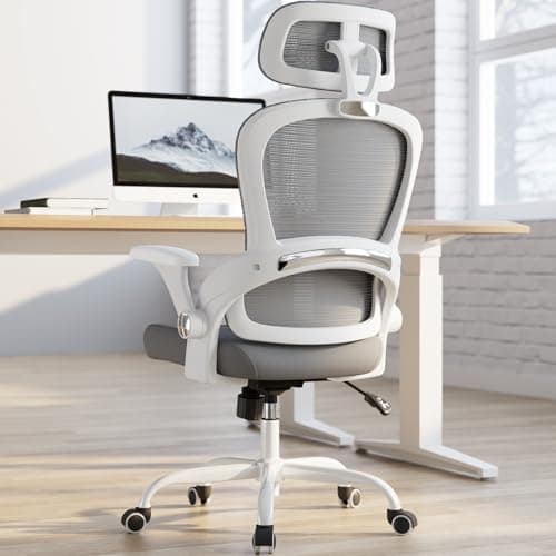 TRALT Silla de Oficina ergonómica con Soporte Trasero, Silla de computadora - Silla de computadora de Oficina en casa, sillas de Oficina Grandes y Altas de 350 Libras con reposacabezas (Gris)