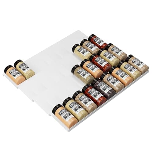 KREGER CO LTD Spice Drawer Organizer, 4 Tier - 8 Piece Bandeja de Ajustable para Especias, para 40 Tarros de Condimentos, para Organizar la Encimera, Armario, Estante (Jars Not Included)