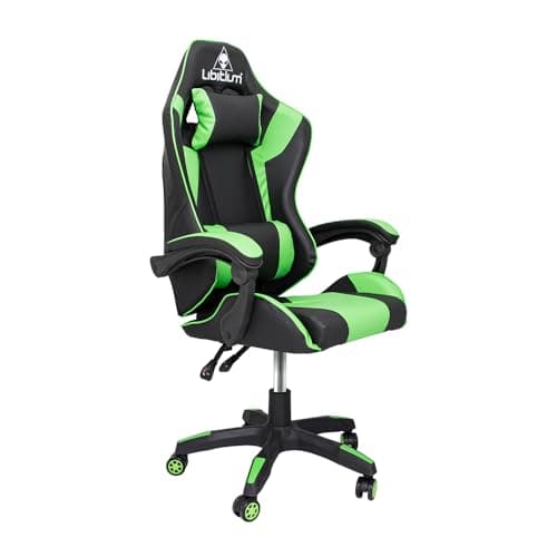 LIBITIUM - Silla Gamer Calidad Premium Reforzada Hasta 120Kg Reclinable Cómoda Ergonomica Respaldo Alto Silla de Oficina ejecutiva giratoria Silla de Escritorio reclinable Silla Racing de Carreras
