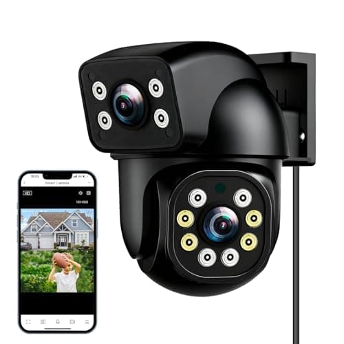 LETTURE Cámara de Seguridad Wi-Fi Exteriores con Doble Lente 2MP+2MP, Cámara Vigilancia inalambrica Interior 360°, Detección y Seguimiento de Persona,Visión Nocturna en Color, Alarma de Sirena y Luz