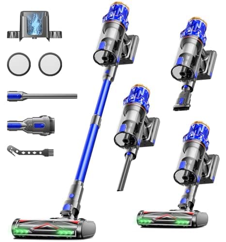 Aspiradora inalámbrica 60KPA 650W 70min, Aspiradora Vertical con Depósito de Polvo de 1.8 L, Pantalla LED, Antienredo Función, para Pelo de Mascotas, Alfombras y Suelos de Madera