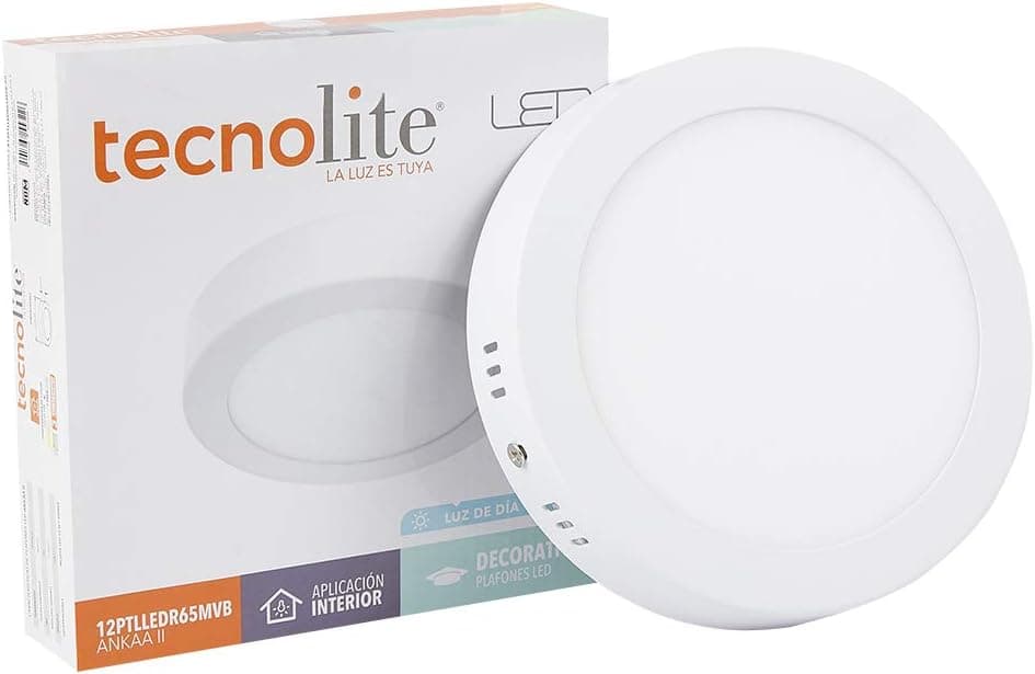 Tecnolite Lámpara Plafón LED de Techo 12PTLLEDC65MVB, 12 W, Luz de Día, No Atenuable, LED Integrado, Blanco