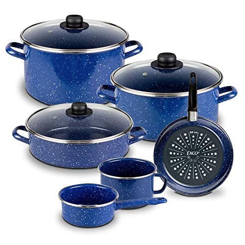 Ekco | Batería de Cocina 9 Pzas Acero Esmaltado para Inducción Azul