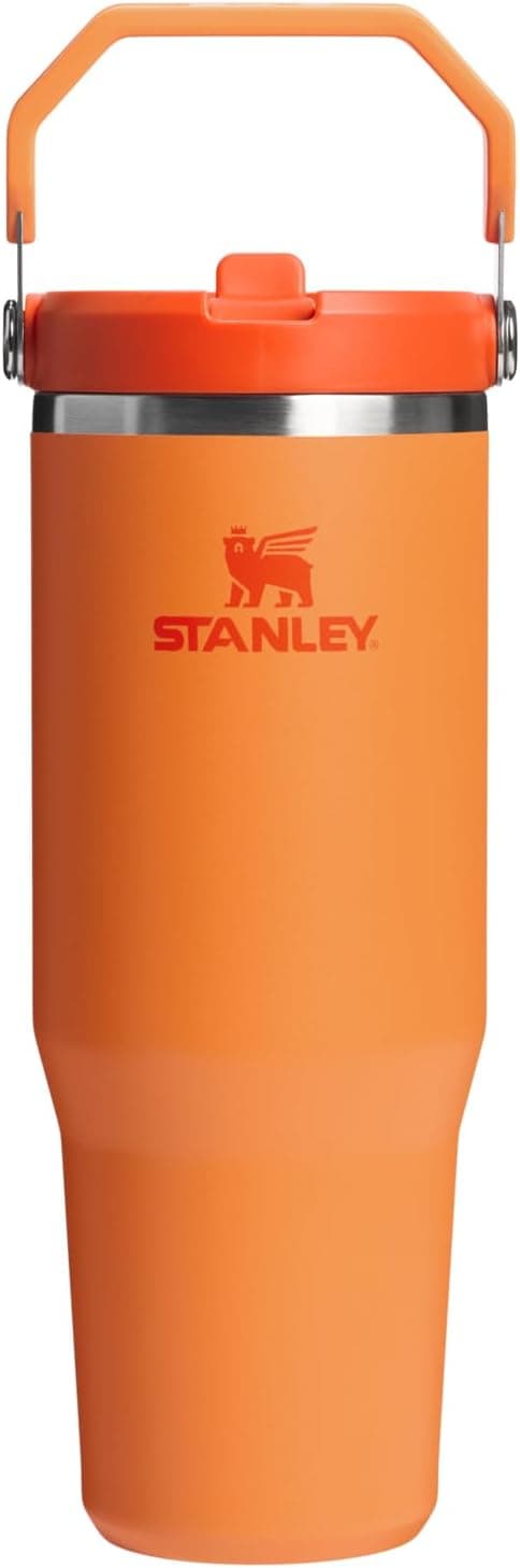 STANLEY IceFlow 2.0 - Vaso con popote abatible con asa de 30 onzas, tapa giratoria y pajita abatible | Botella de agua resistente a fugas | Acero inoxidable aislado | Sin BPA | Coral dorado