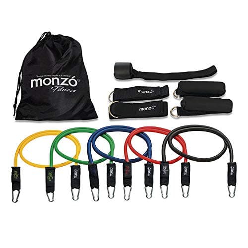 MONZÓ Set de Bandas de Resistencia, Elastic Bands, Ejercicio en Casa y Gimnasio,Yoga, Pilates, Functional Fitness, Crossfit