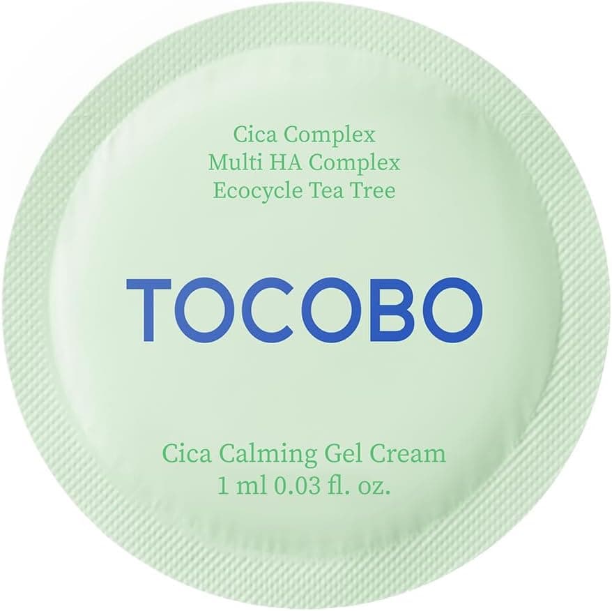 TOCOBO Cica Calming Gel Cream 1 ml | Crema Facial en Gel Calmante con Centella Asiática, Ácido Hialurónico y Tea Tree | Hidratante Ligera para Piel Sensible (Tamaño Muestra)