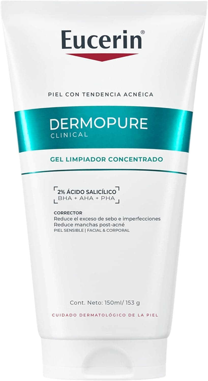 Eucerin DermoPure Gel limpiador facial concentrado (150 ml) con ácido salicílico para imperfecciones y manchas post-acné