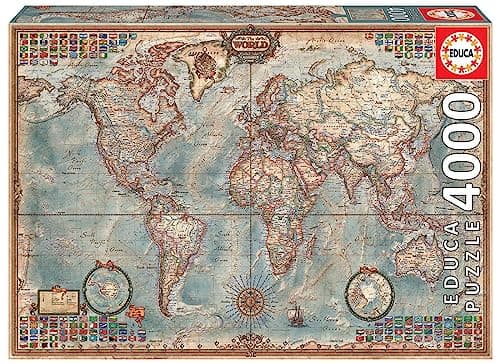 Educa, Rompecabezas Puzzle, The World Map, 4000 Piezas