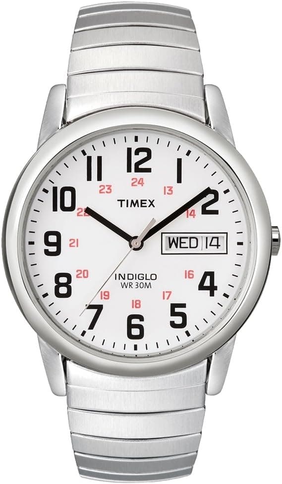 Timex Reloj de fácil lectura con día y fecha y brazalete de expansión