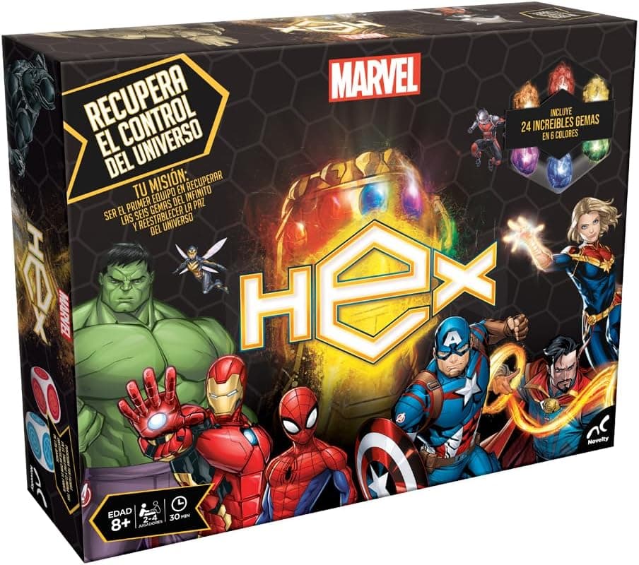Novelty Corp - Juego de Mesa Marvel Hex: Estrategia para 2 Jugadores, Edad 8+