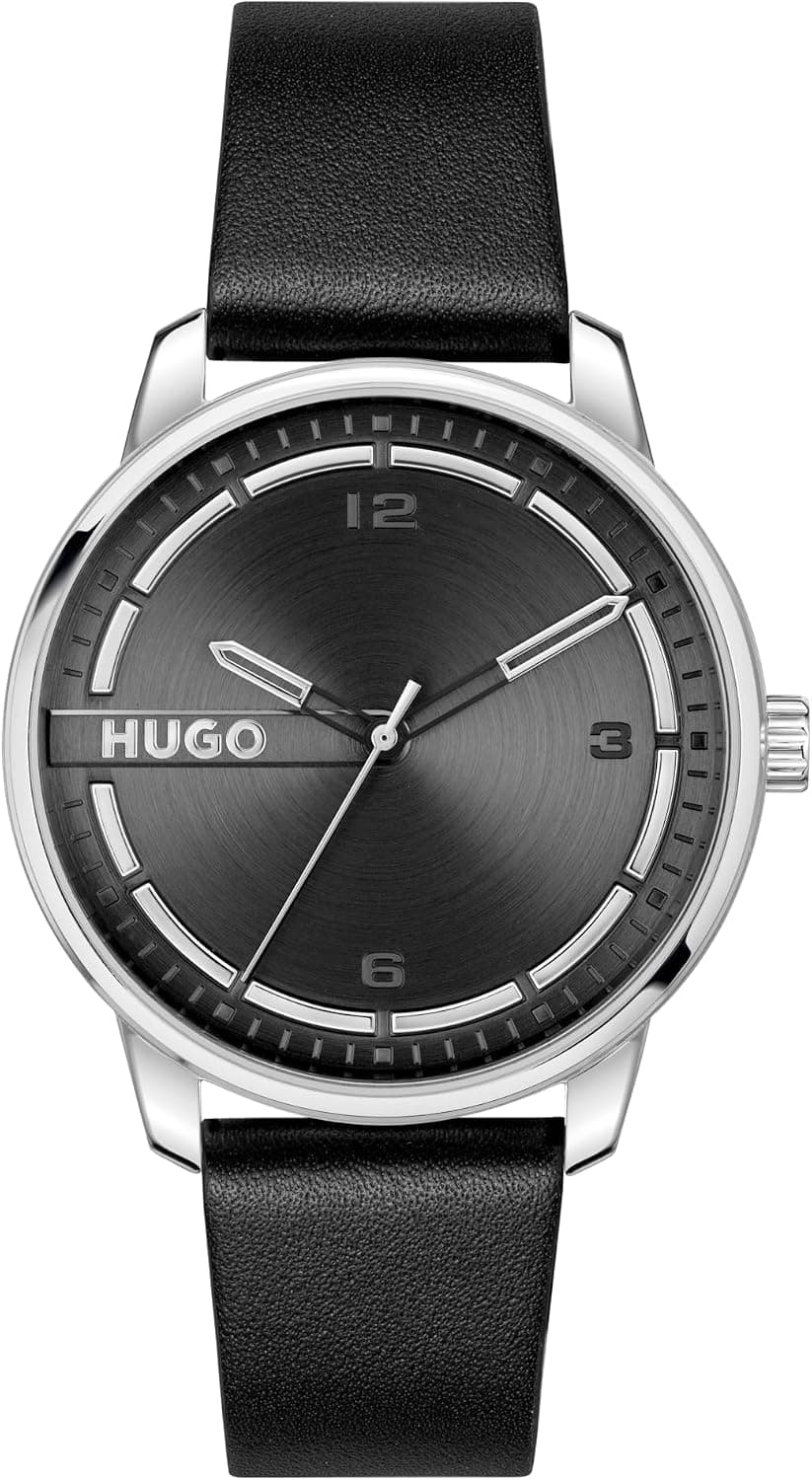 HUGO #Stamp - Reloj de cuarzo 3H para hombre, acero inoxidable, resistente al agua hasta 3 ATM/30 metros, reloj minimalista clásico y moderno, regalo para él, 42 mm